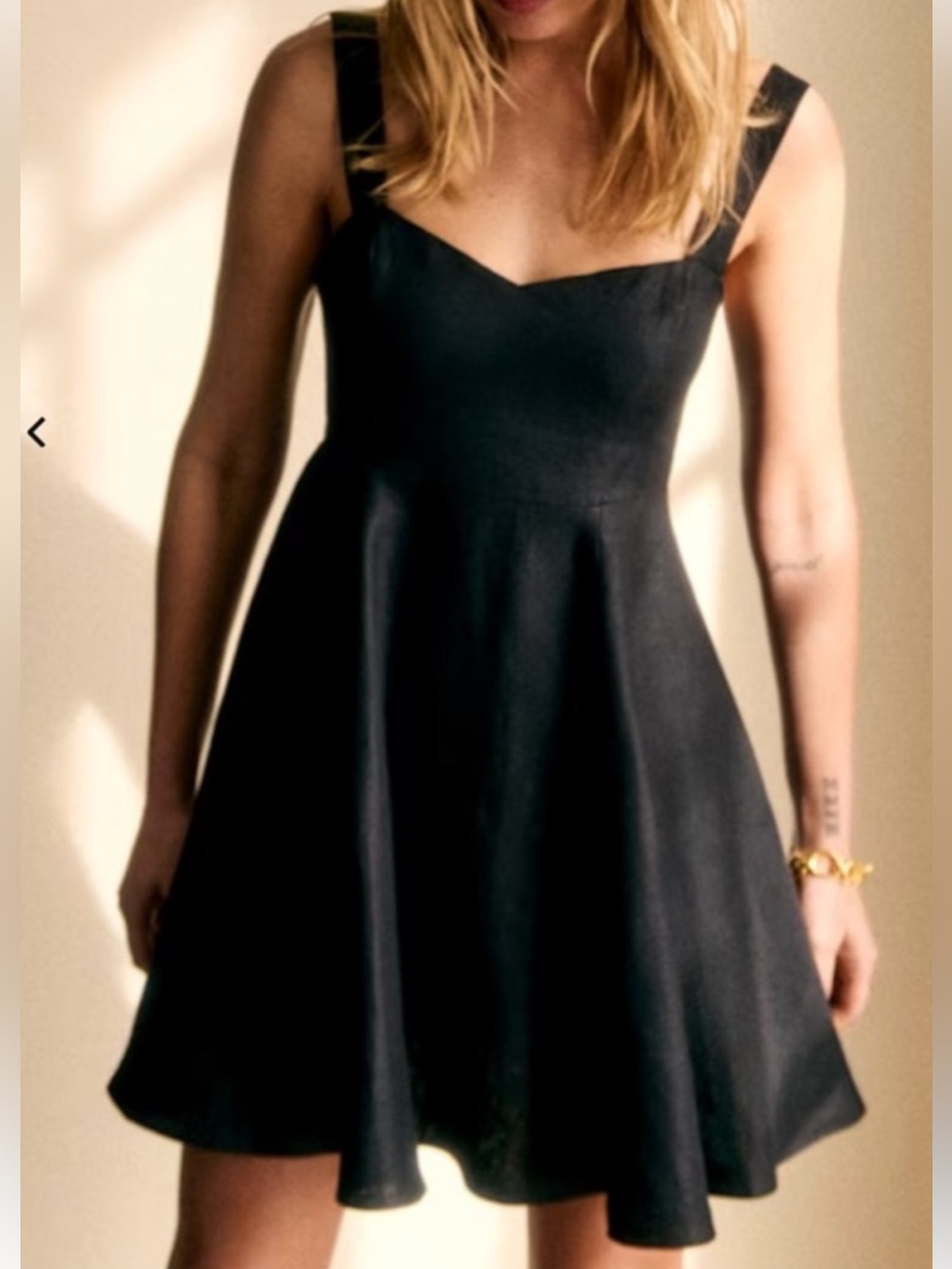 NWT Sézane Salie Black Square-Neck Fit & Flare Mini Dress